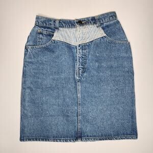 Vintage 80's Striped Denim Skirt Women's Small
